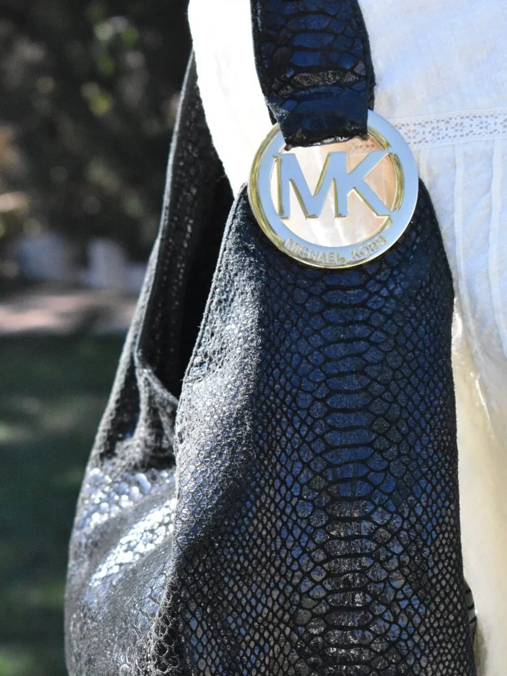 Michael Kors Black Rattlesnake Print Hobo Shoulder Bag